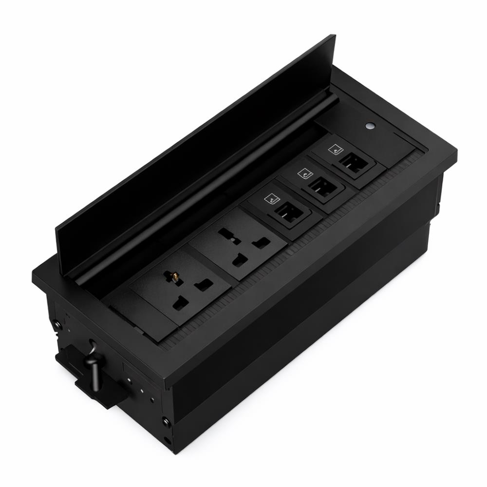 Recessed Flip-Up Desk Power & Data Box