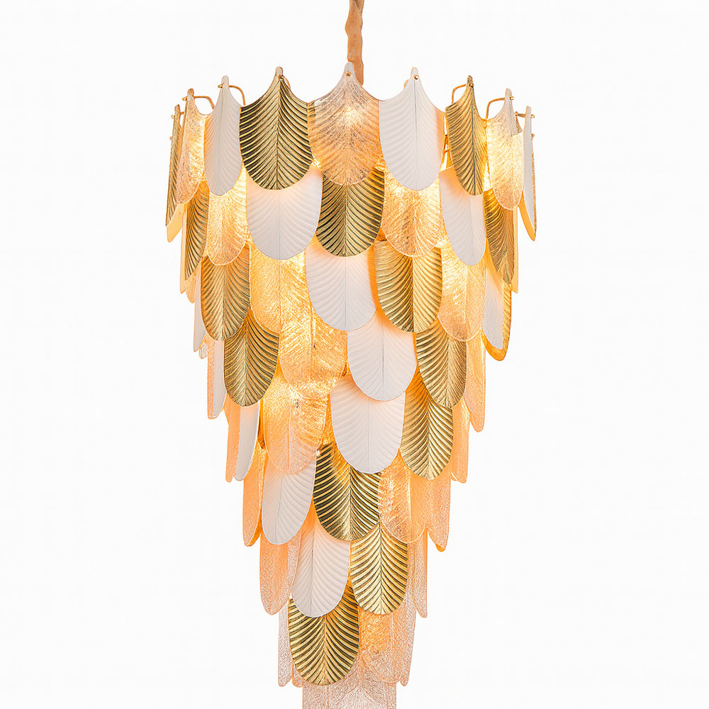 Luxury Gold & White Leaf Chandelier